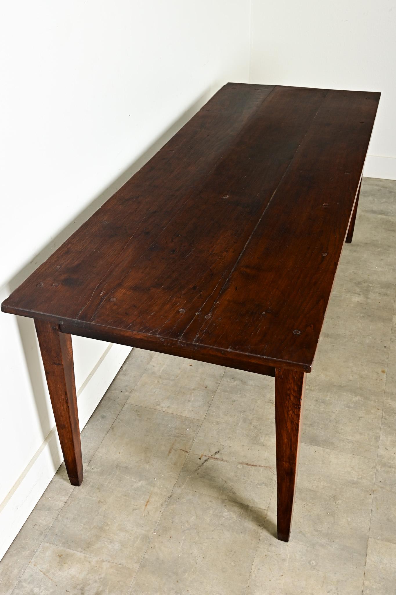 Français Table de ferme française en Oak Oak du 19ème siècle en vente