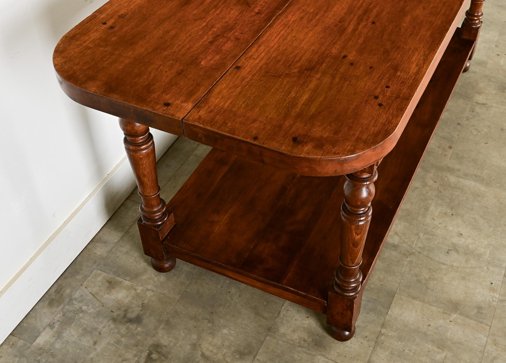 Carved French 19th Century Oak Kitchen Island For Sale
