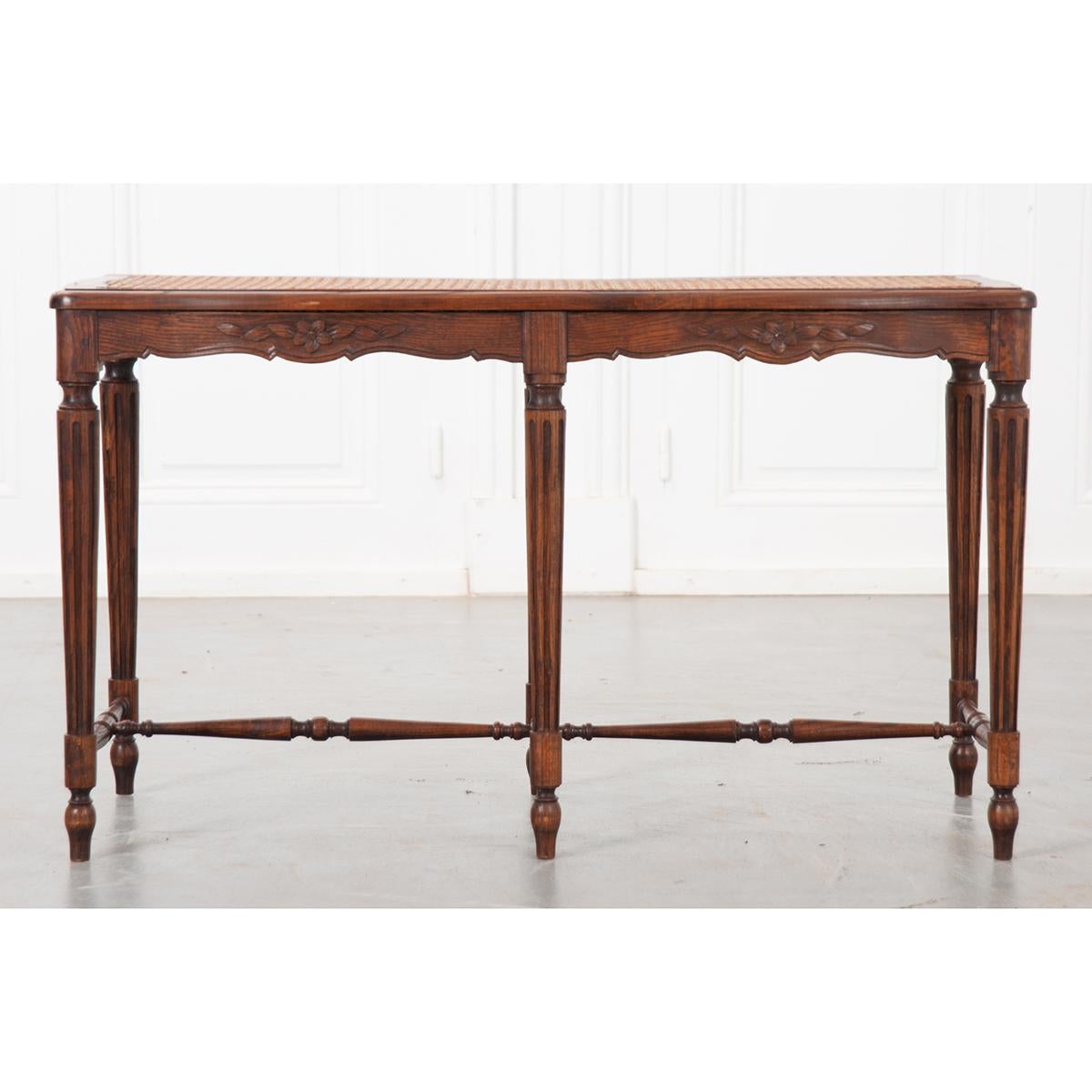 French 19th Century Oak Louis XVI-Style Bench with Cane Seat For Sale 7