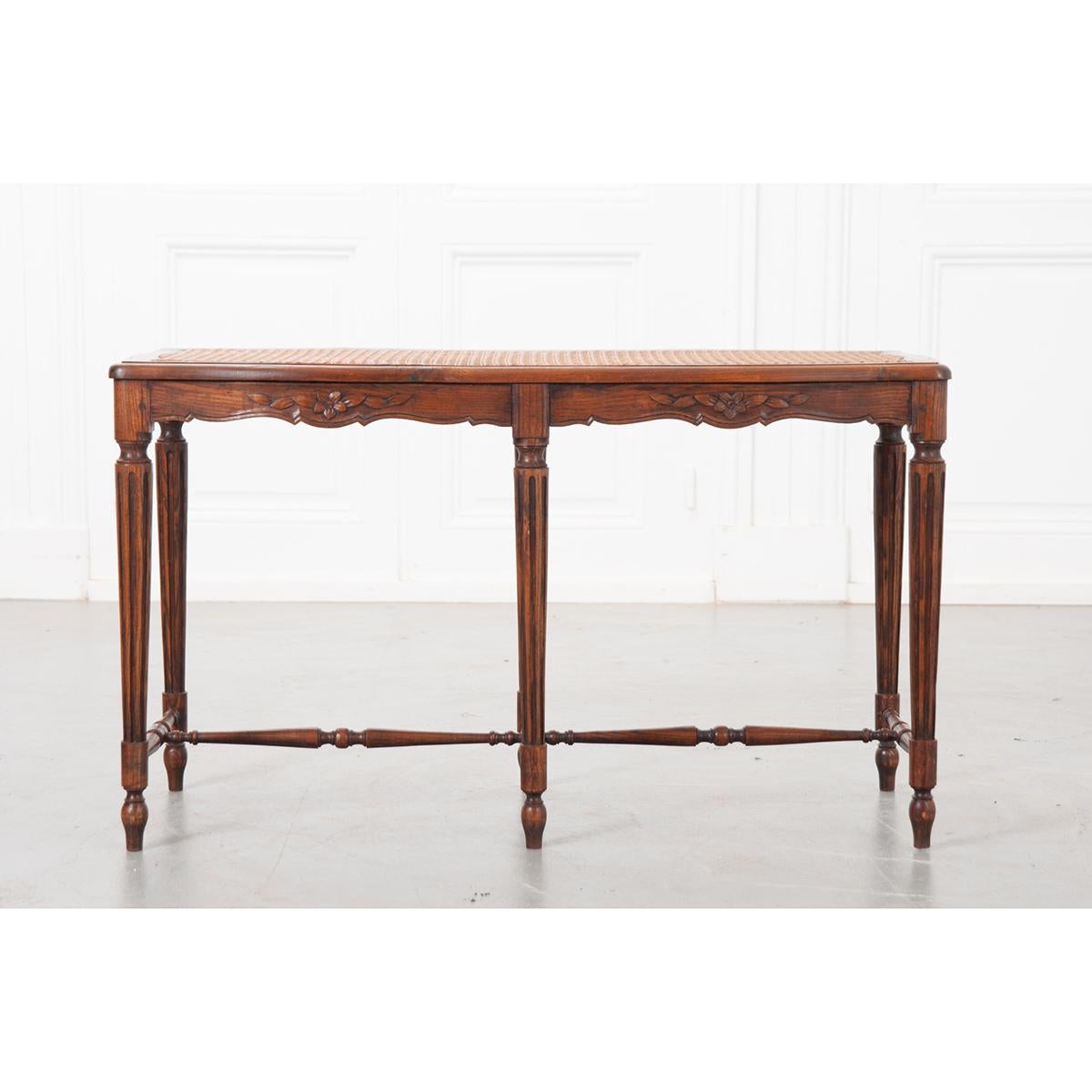 French 19th Century Oak Louis XVI-Style Bench with Cane Seat For Sale 8