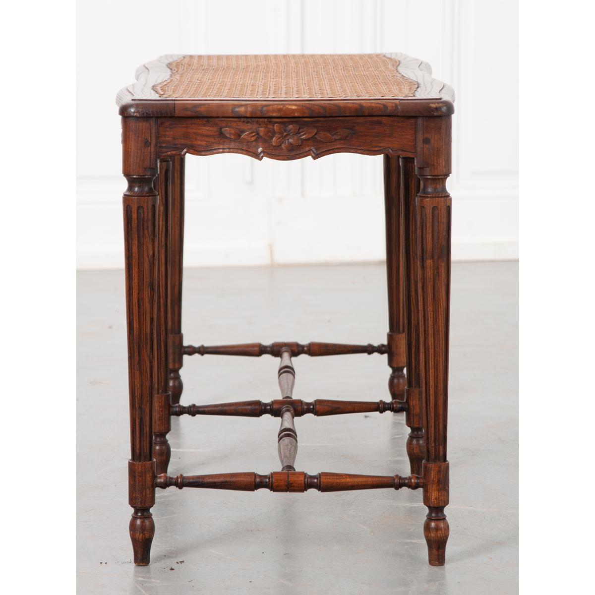 French 19th Century Oak Louis XVI-Style Bench with Cane Seat For Sale 2
