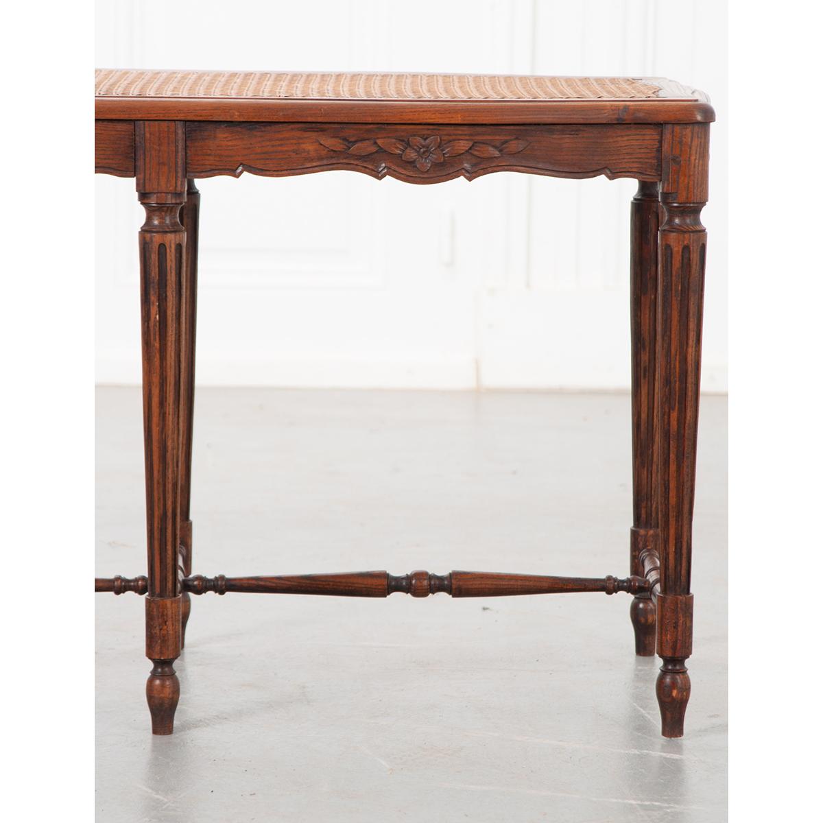 French 19th Century Oak Louis XVI-Style Bench with Cane Seat For Sale 3