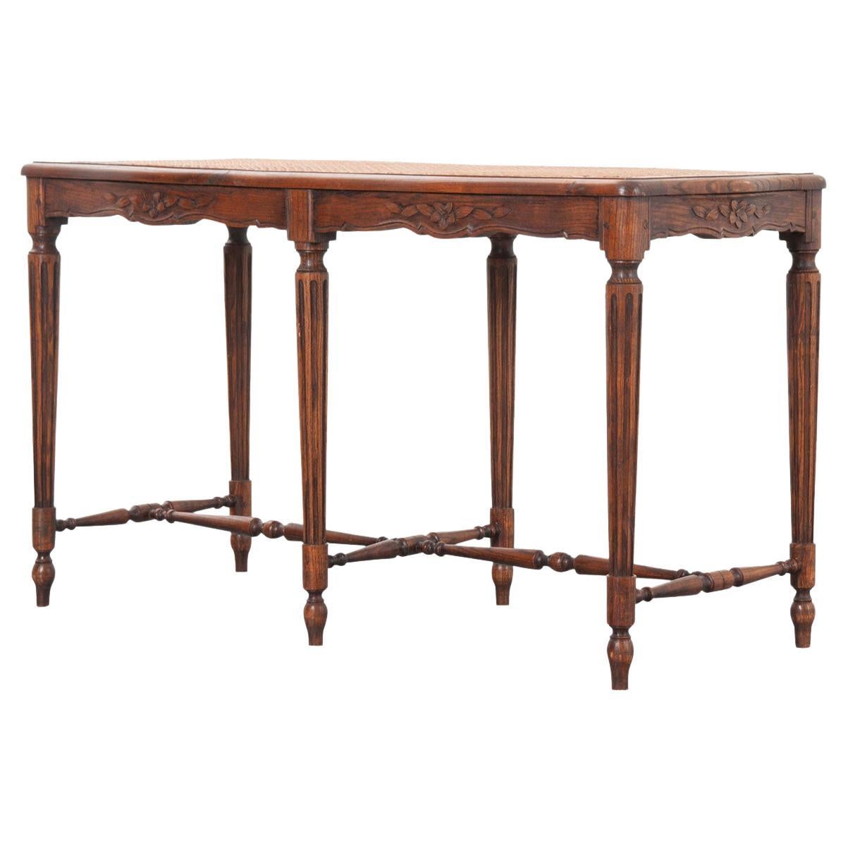 French 19th Century Oak Louis XVI-Style Bench with Cane Seat