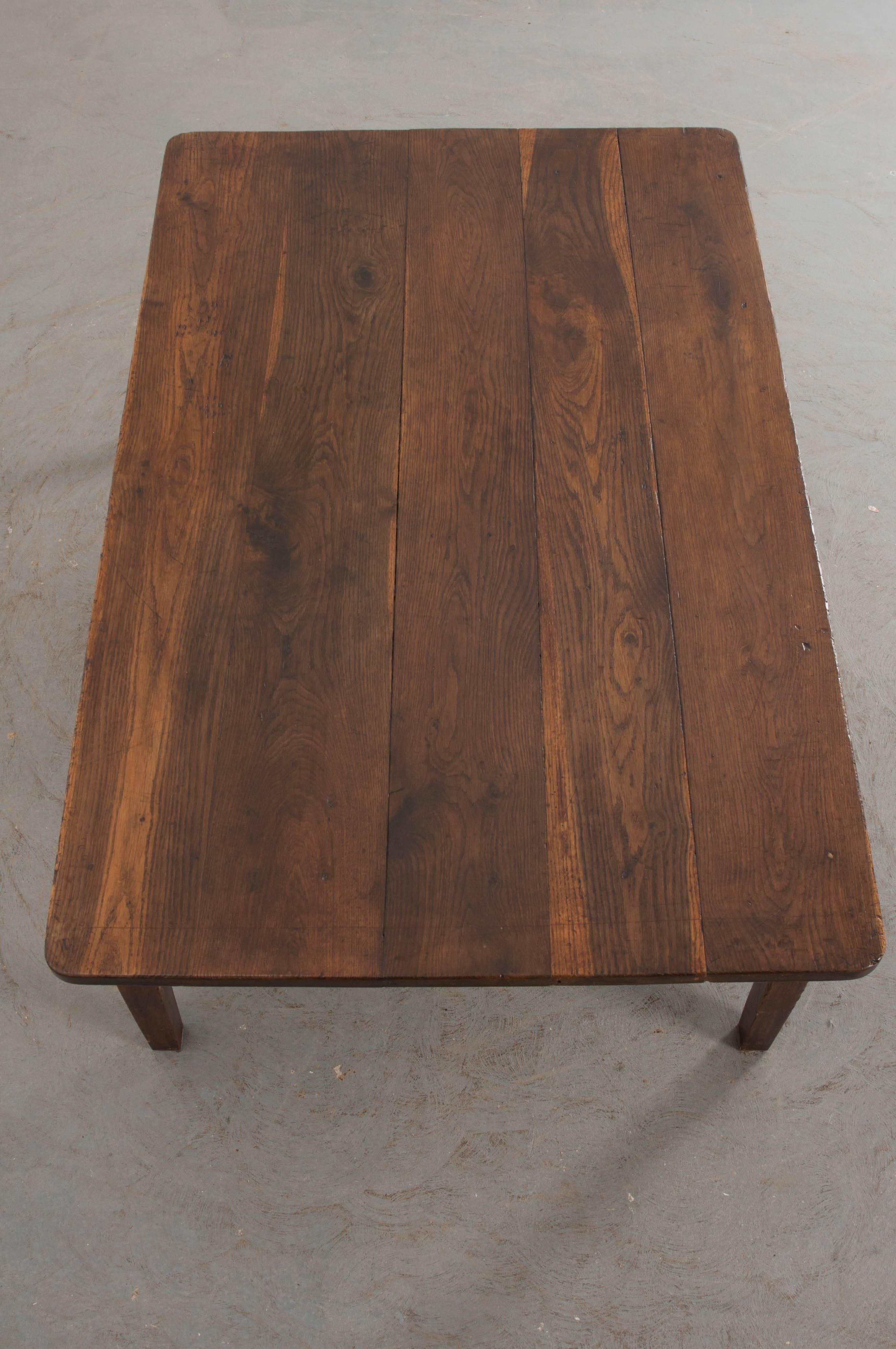 French Provincial French 19th Century Oak Low Table from Burgundy