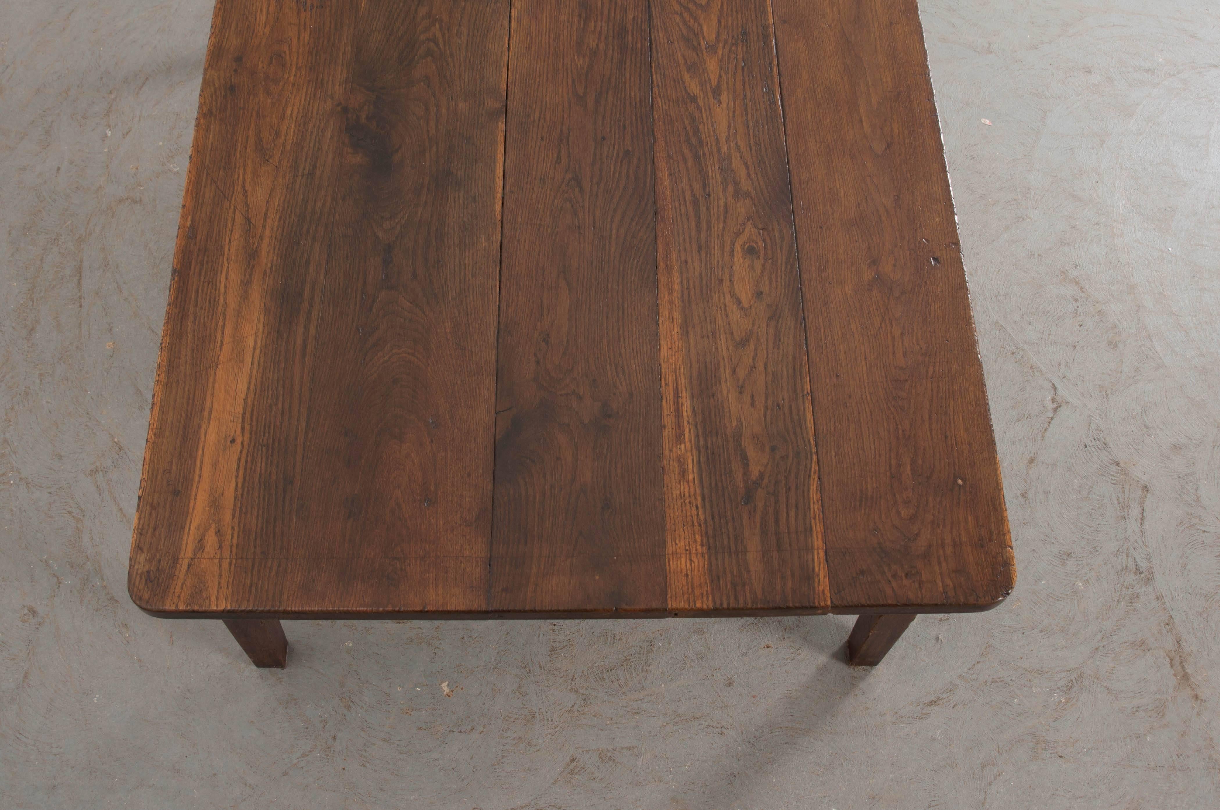 Patinated French 19th Century Oak Low Table from Burgundy