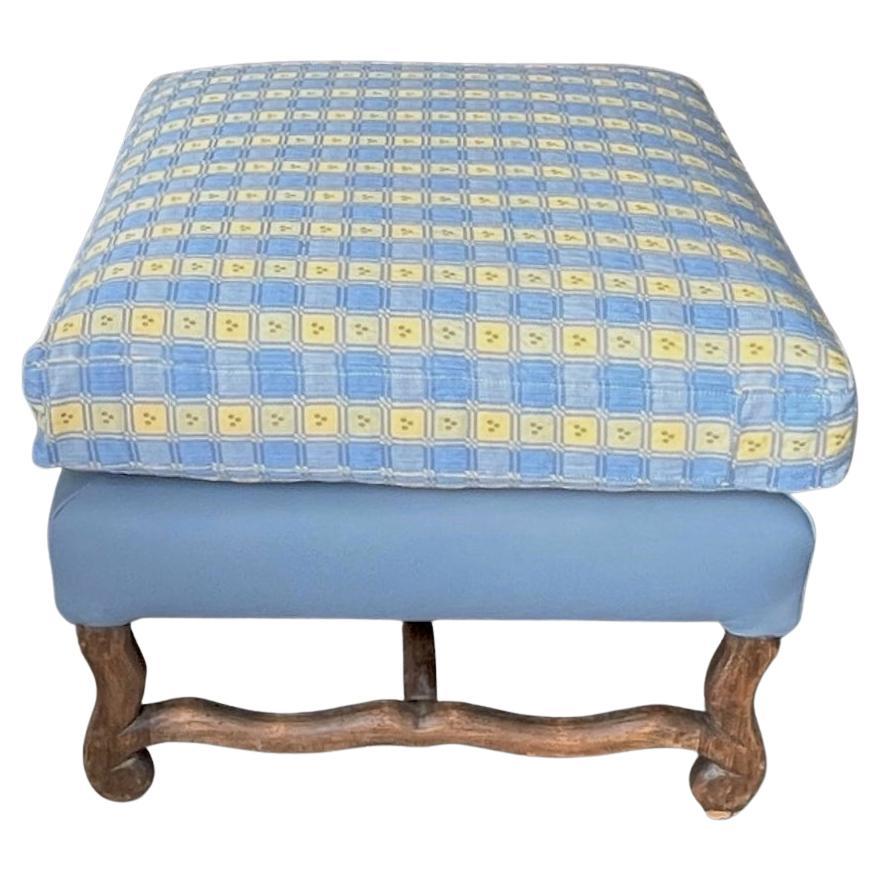 French 19th Century Oak Ottoman ReUpholstered in Cotton For Sale