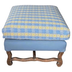 French 19th Century Oak Ottoman ReUpholstered in Cotton