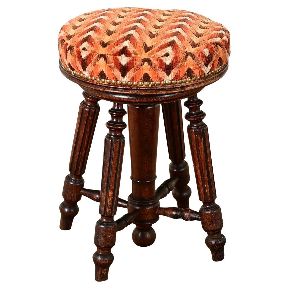 French 19th Century Oak Piano Stool