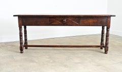 French 19th Century Oak Server with Turned Legs