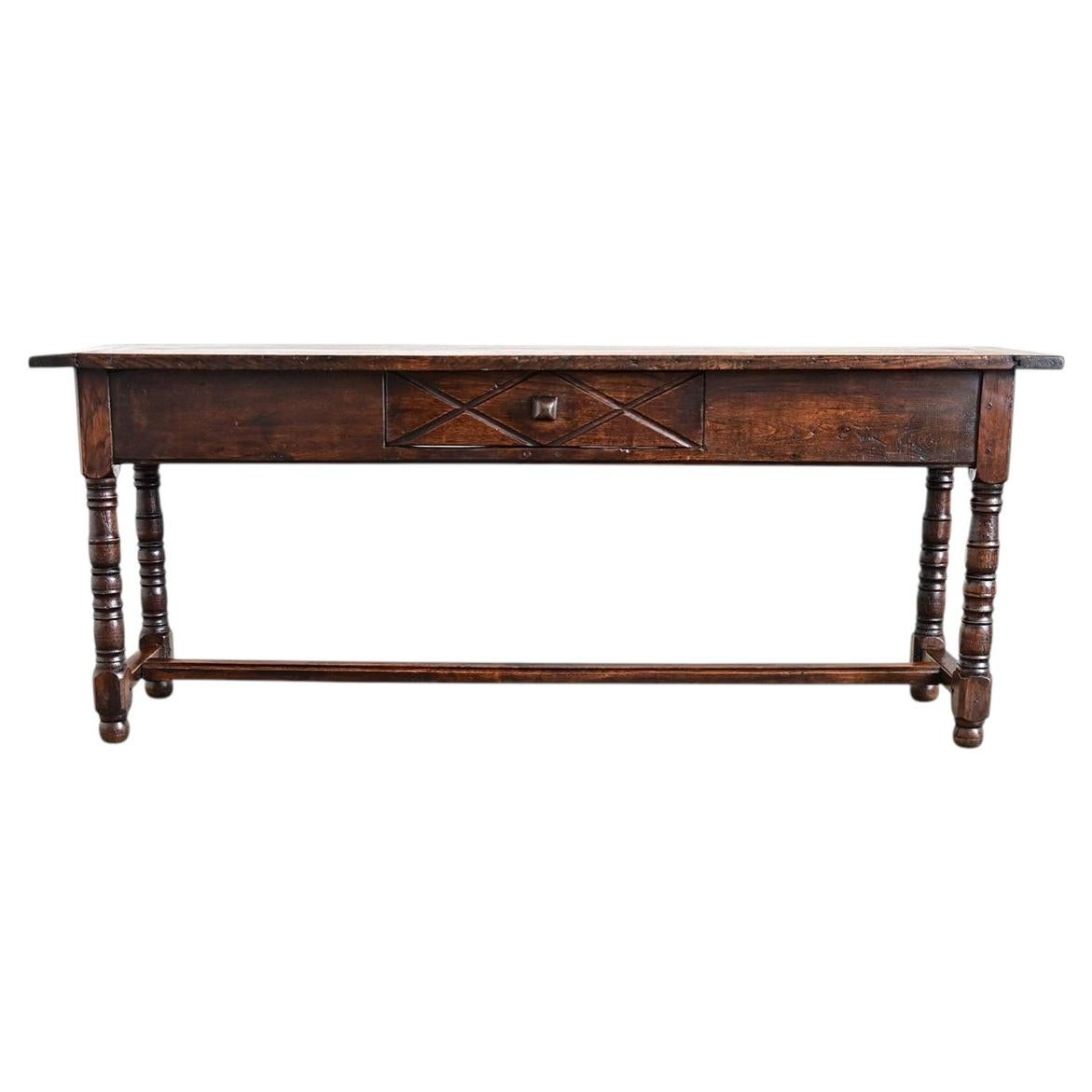 French 19th Century Oak Server with Turned Legs