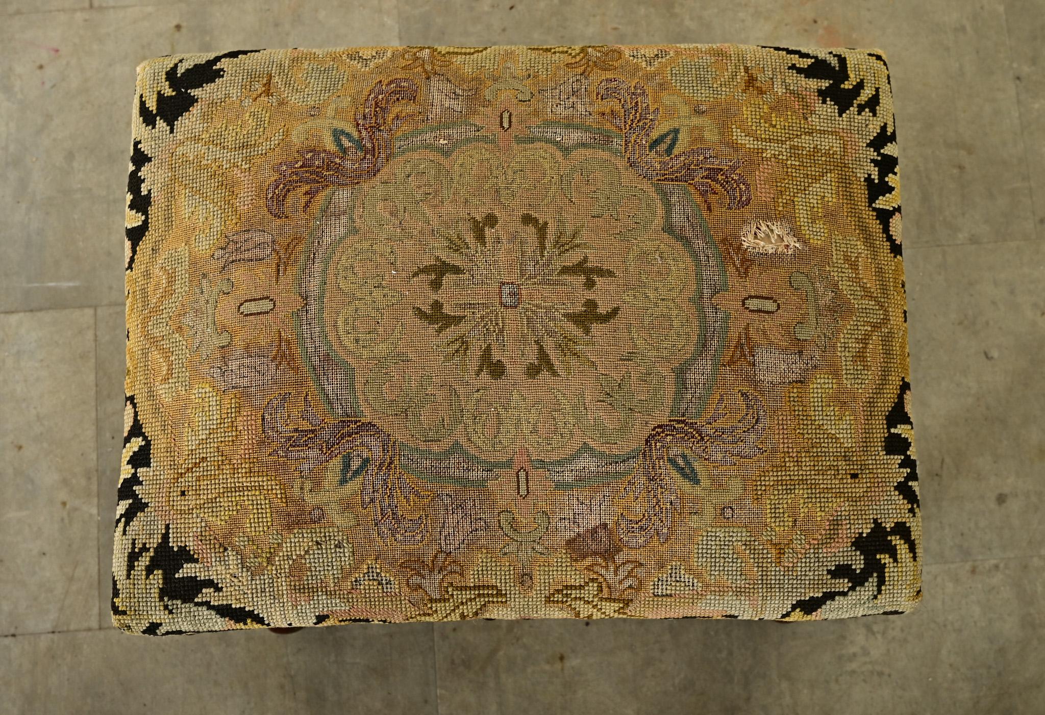 French 19th Century Oak Tapestry Stool 4