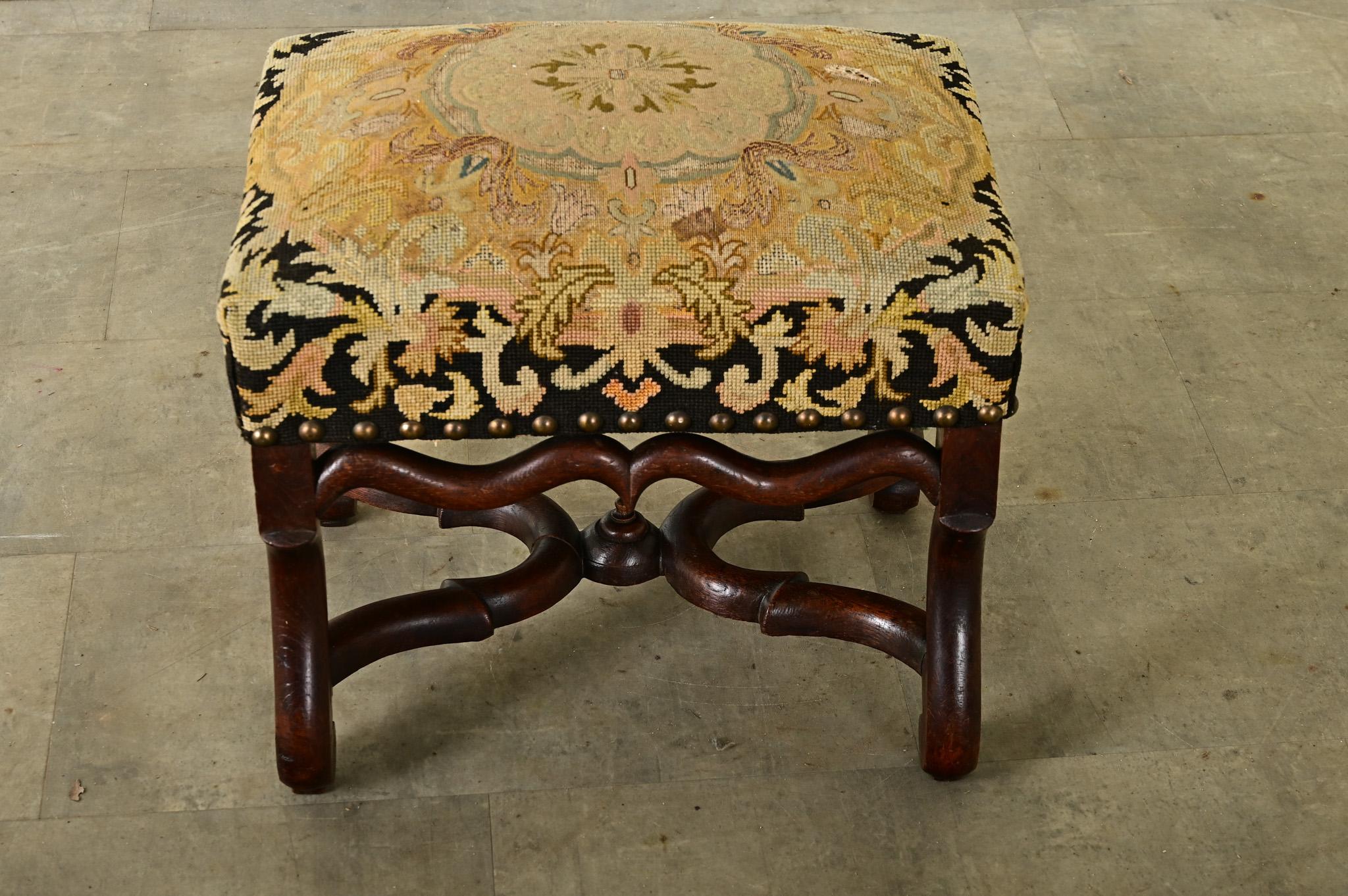French 19th Century Oak Tapestry Stool 5