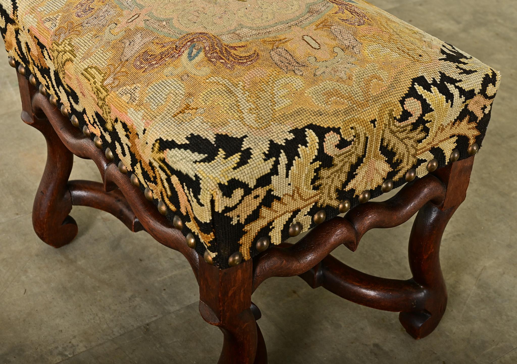 French 19th Century Oak Tapestry Stool 8