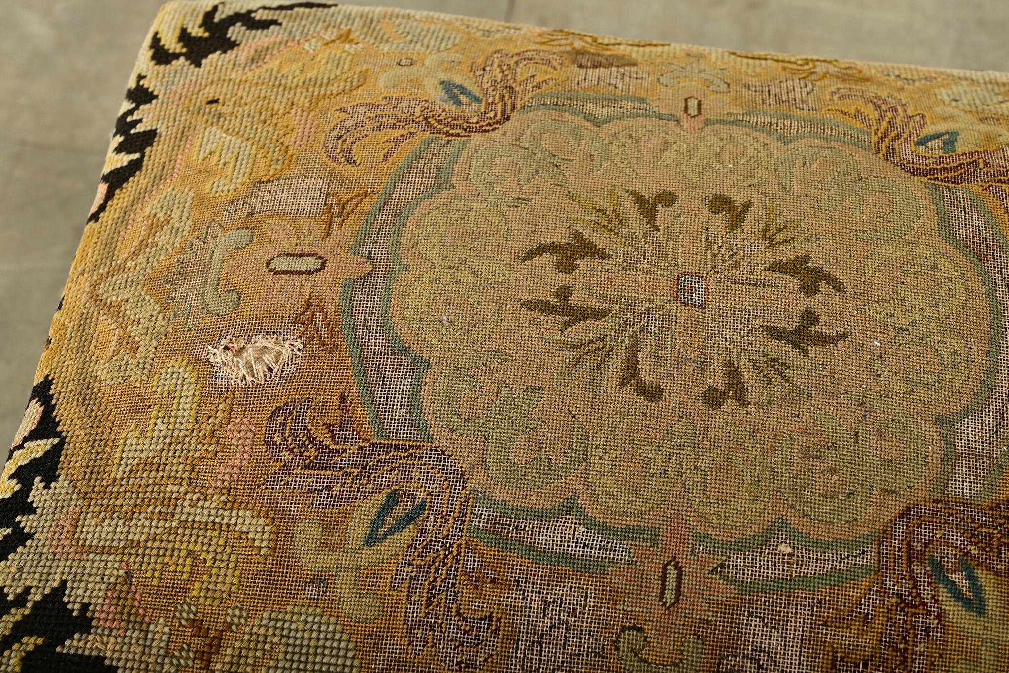 French 19th Century Oak Tapestry Stool In Good Condition In Baton Rouge, LA