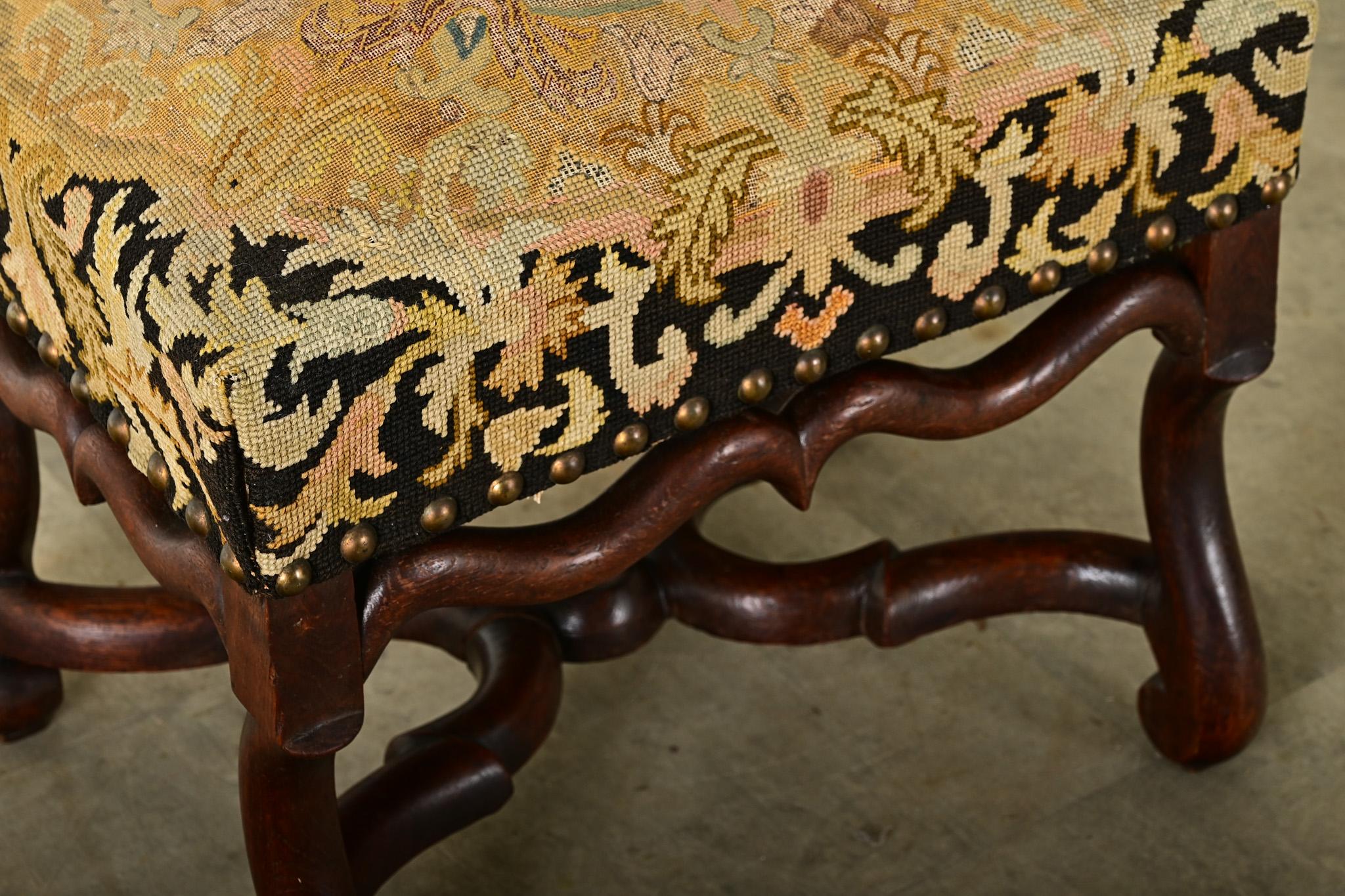 French 19th Century Oak Tapestry Stool 3
