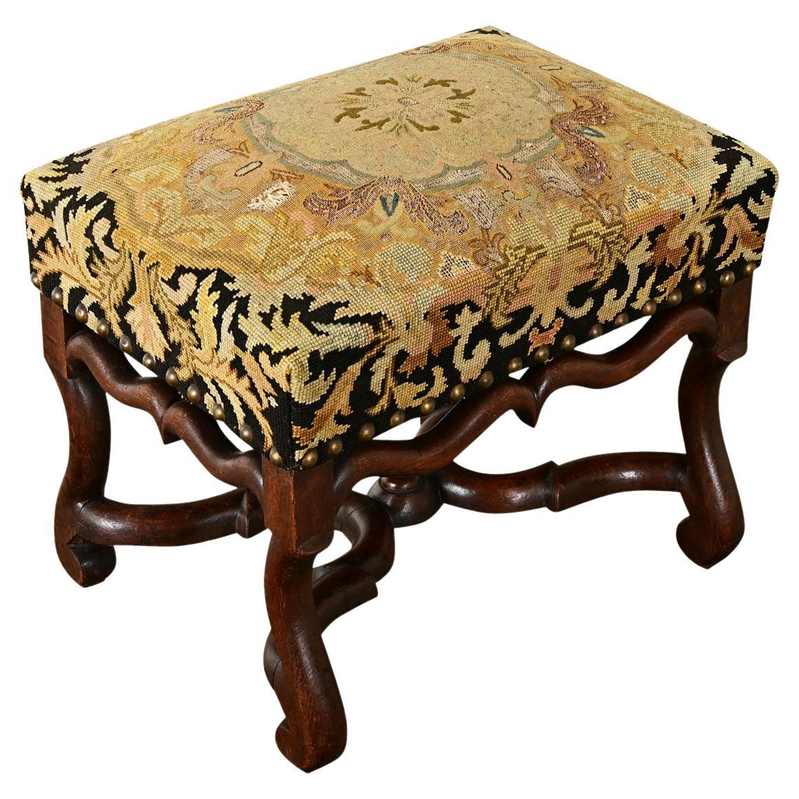 French 19th Century Oak Tapestry Stool