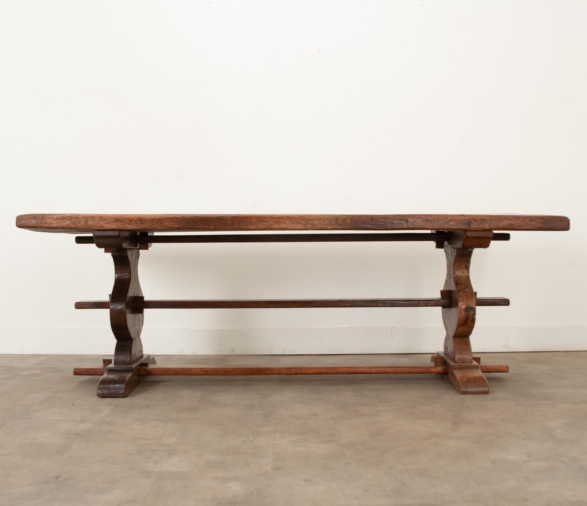 French 19th Century Oak Trestle Table For Sale 5