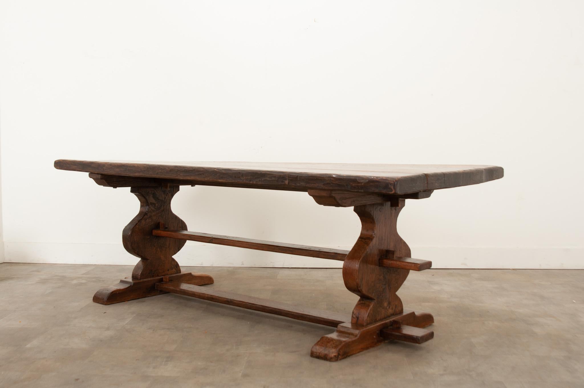 French 19th Century Oak Trestle Table For Sale 10