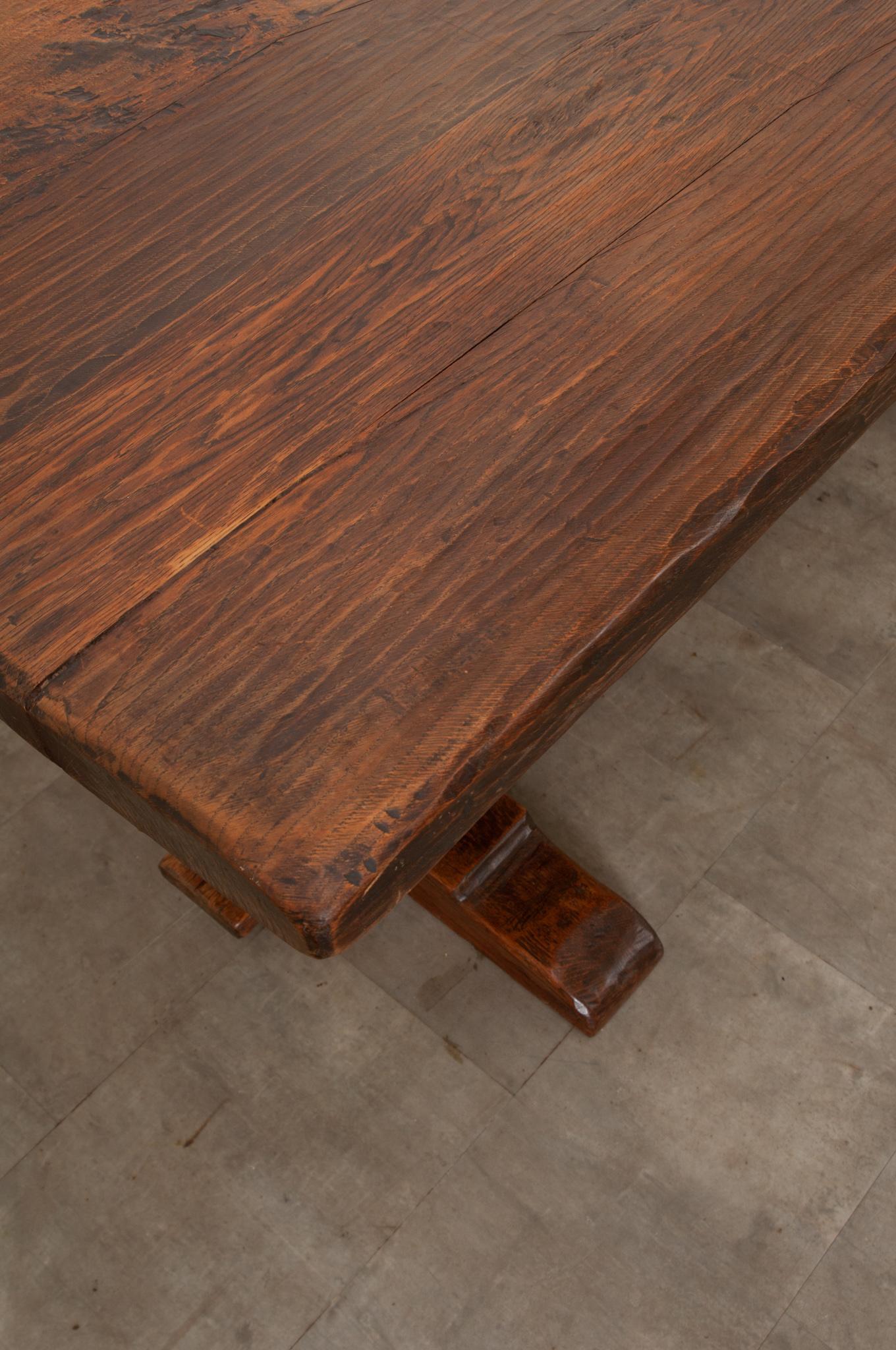French 19th Century Oak Trestle Table For Sale 12