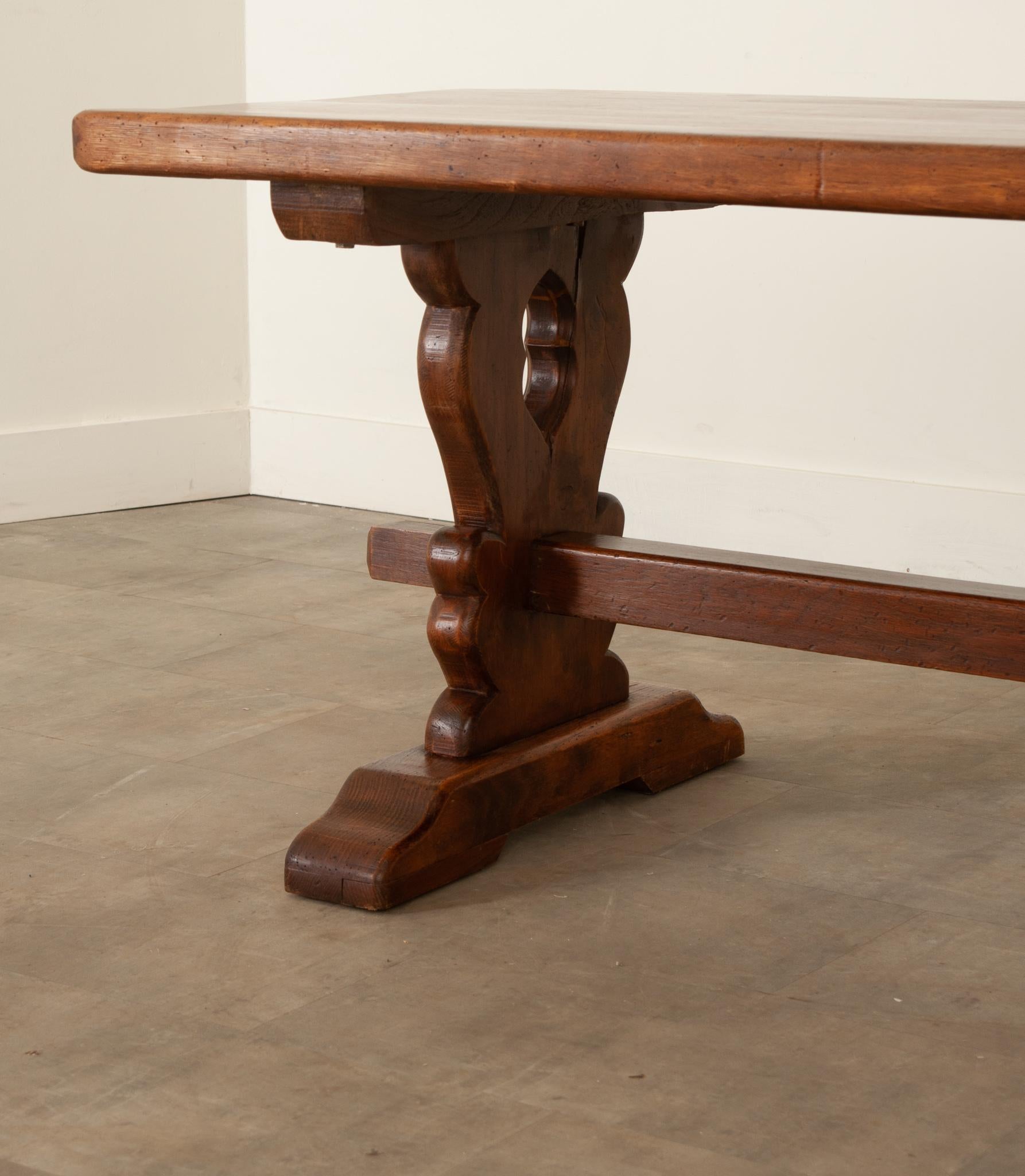 Hand-Crafted French 19th Century Oak Trestle Table