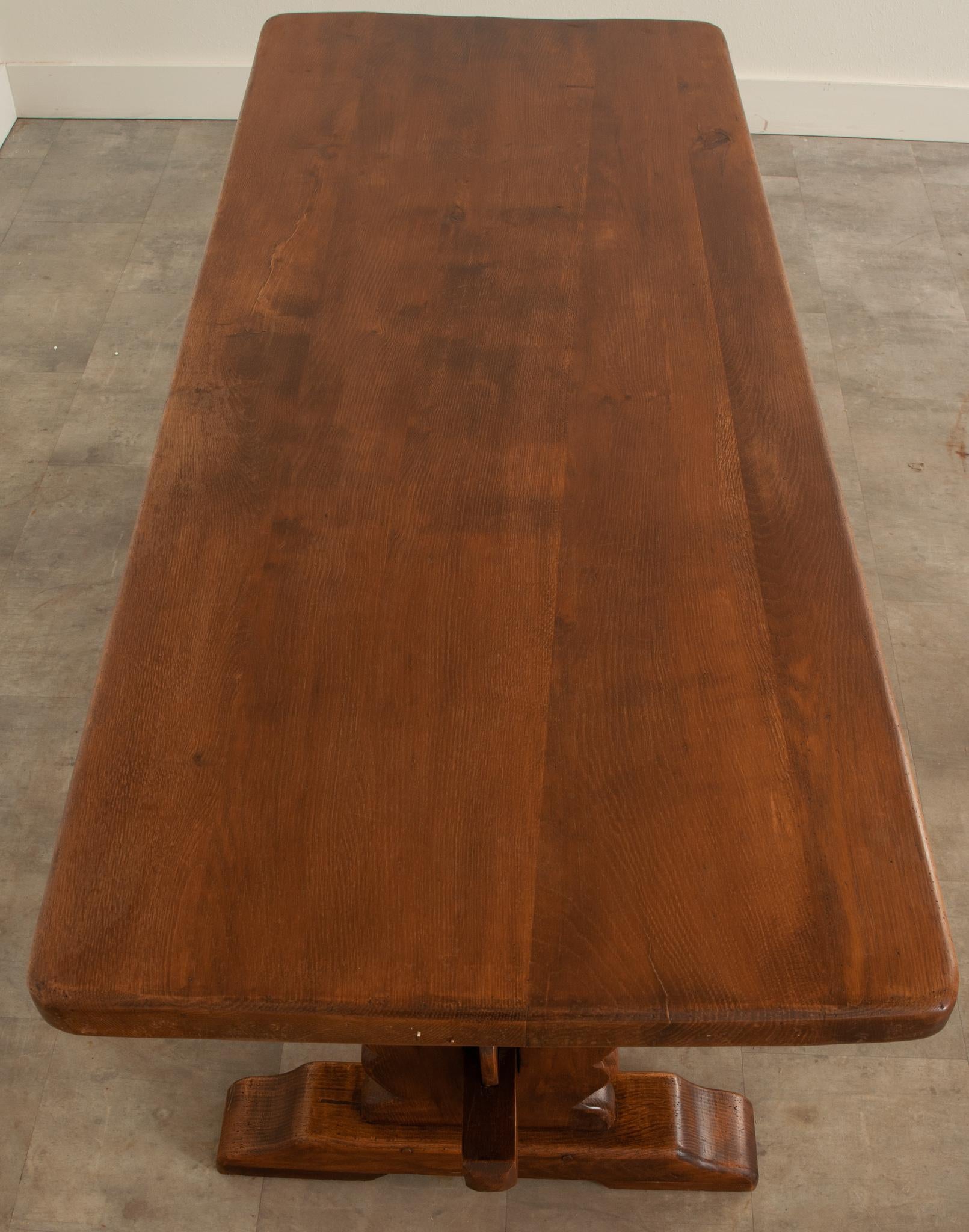 French 19th Century Oak Trestle Table In Good Condition In Baton Rouge, LA