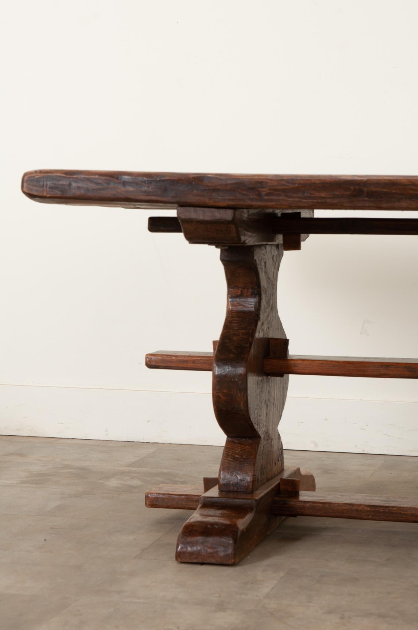 French 19th Century Oak Trestle Table In Good Condition For Sale In Baton Rouge, LA