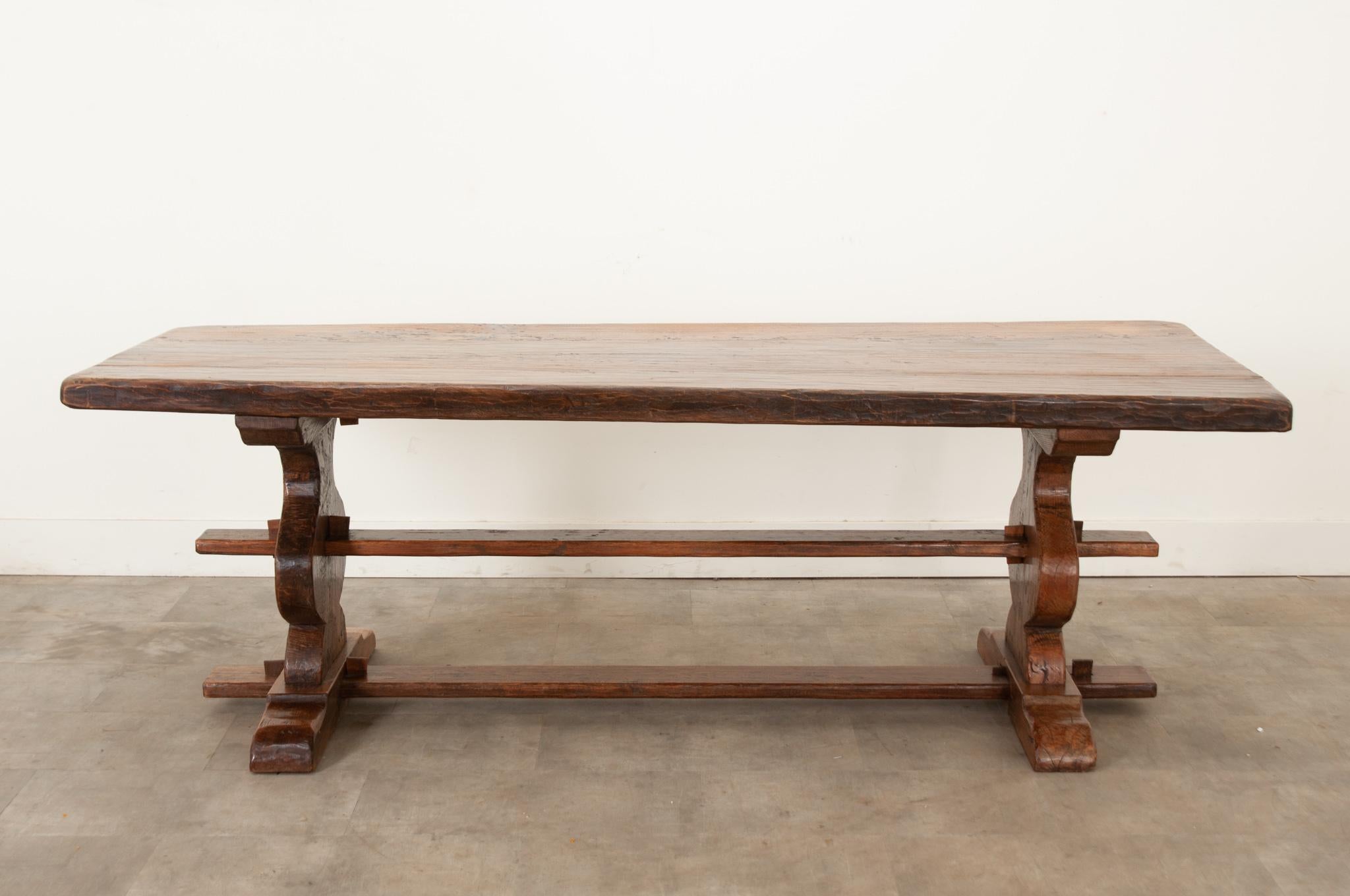 French 19th Century Oak Trestle Table For Sale 1