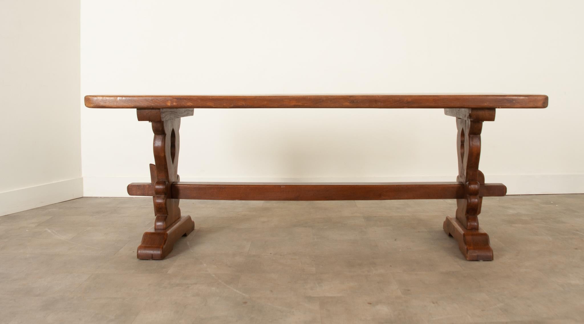 Wood French 19th Century Oak Trestle Table