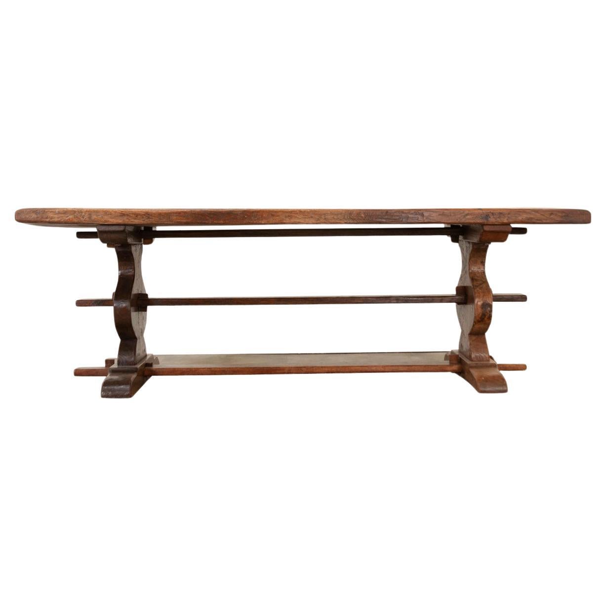 French 19th Century Oak Trestle Table For Sale