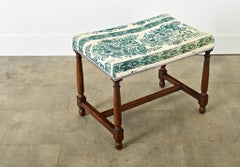 French 19th Century Oak & Upholstered Bench