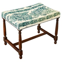 French 19th Century Oak & Upholstered Bench