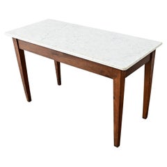 French 19th Century Oak & White Marble Console