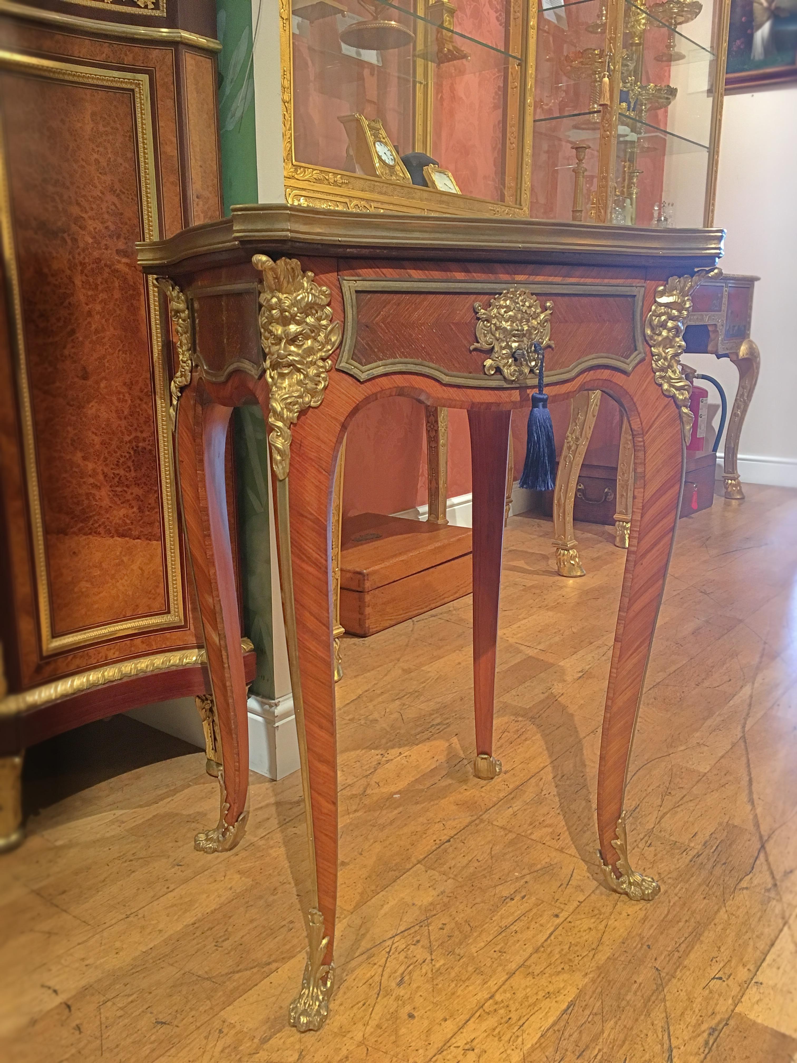 Leather French 19th Century Occasional Table in the Louis XV Manner For Sale