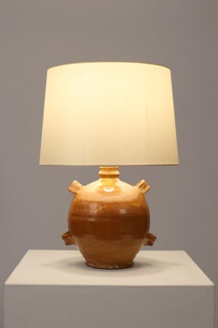 French 19th Century Ochre Glazed Conscience Vessel Lamp