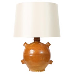 French 19th Century Ochre Glazed Conscience Vessel Lamp