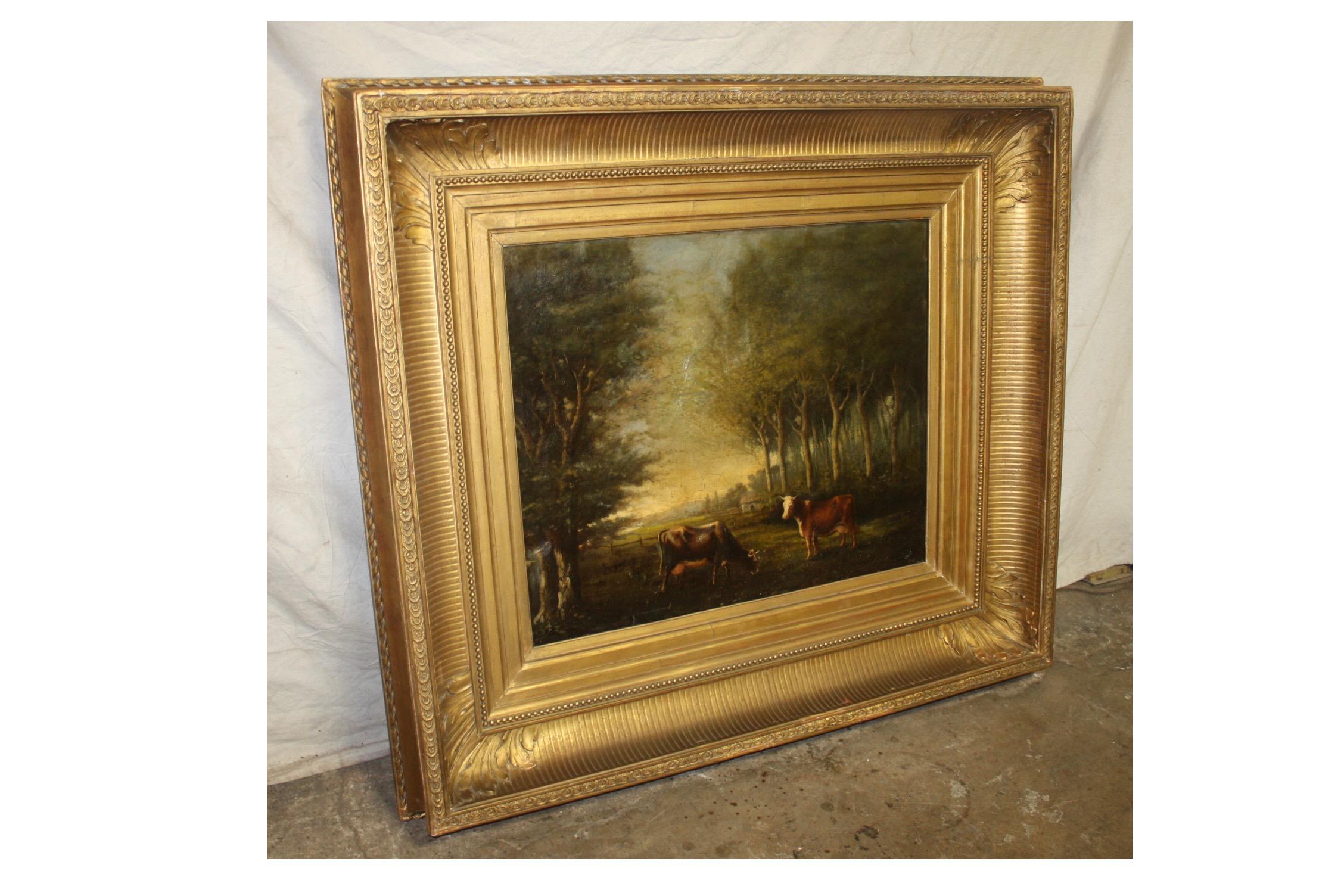 Óleo sobre lienzo francés del siglo XIX en venta 2