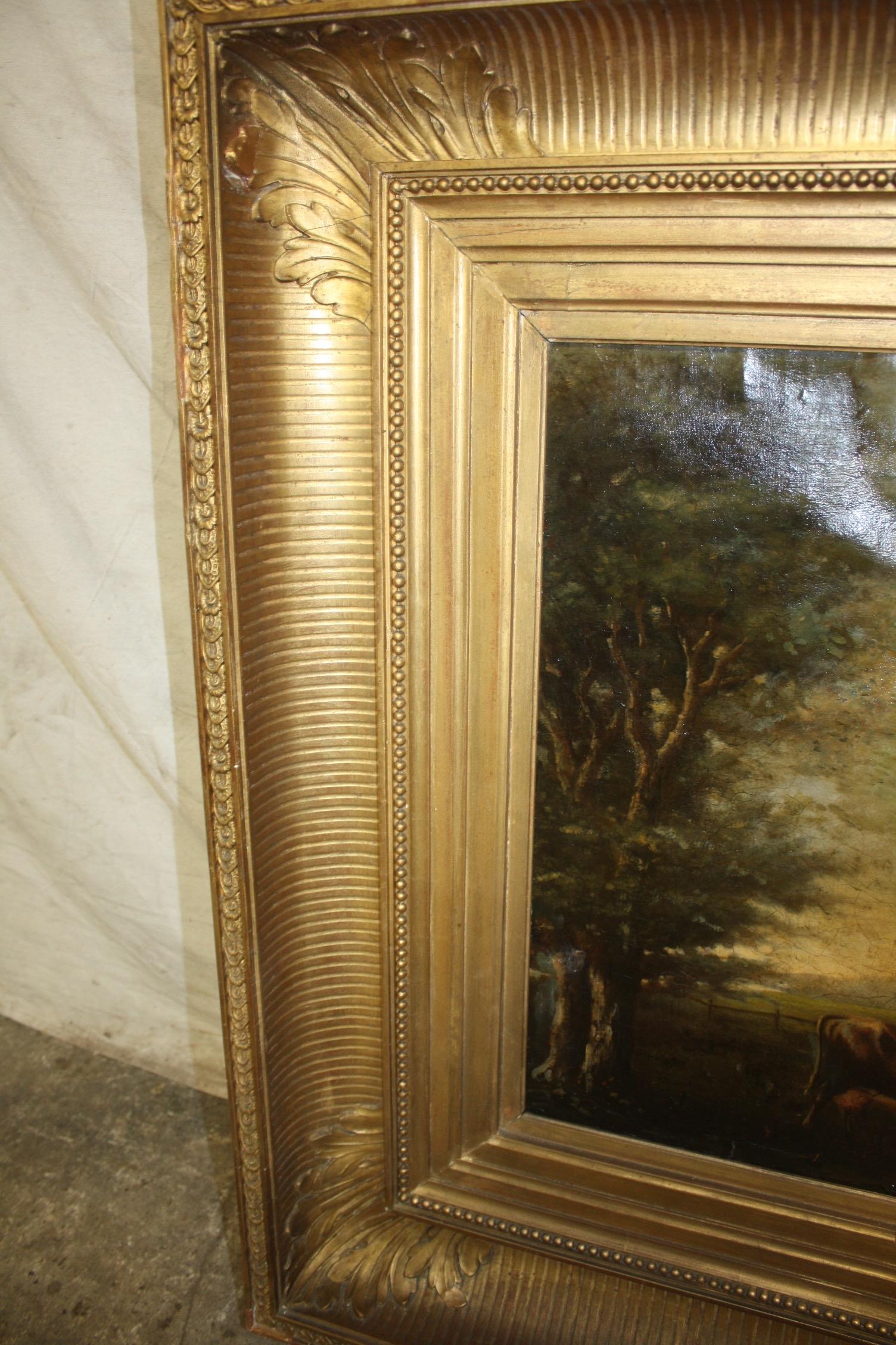 Óleo sobre lienzo francés del siglo XIX en venta 4