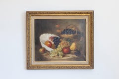 French 19th Century Oil on Canvas Framed Still-Life Painting Depicting Fruits