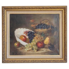French 19th Century Oil on Canvas Framed Still-Life Painting Depicting Fruits