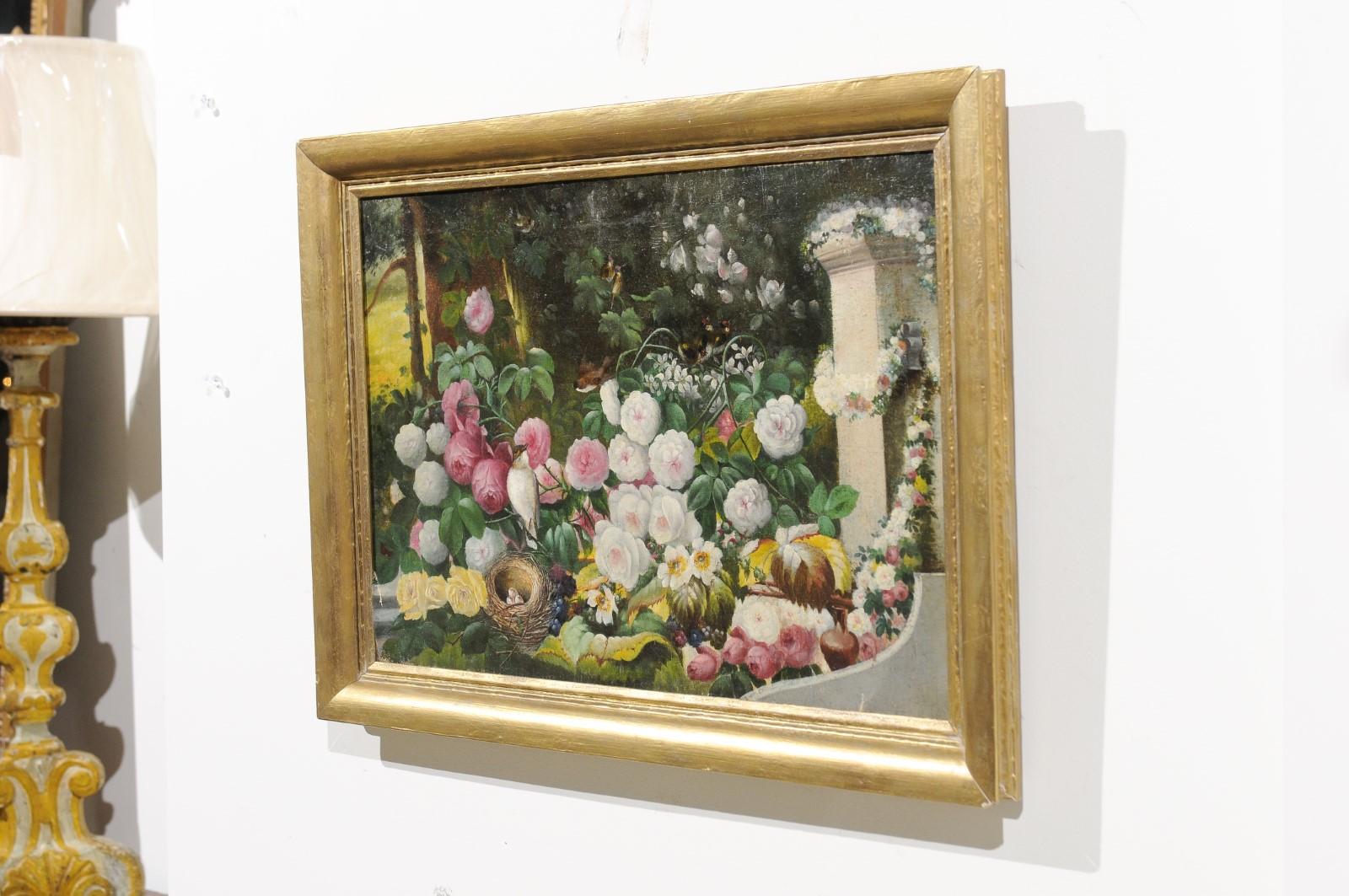 French 19th Century Oil on Canvas Still-Life Painting Depicting Colorful Flowers 7