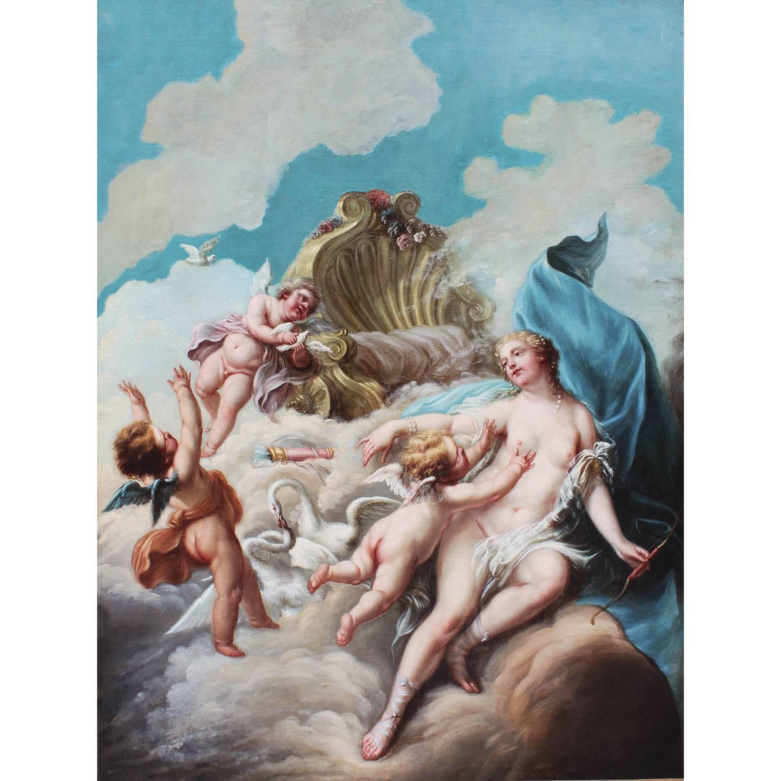 French 19th Century Oil on Canvas "the Triumph of Love" After François Boucher