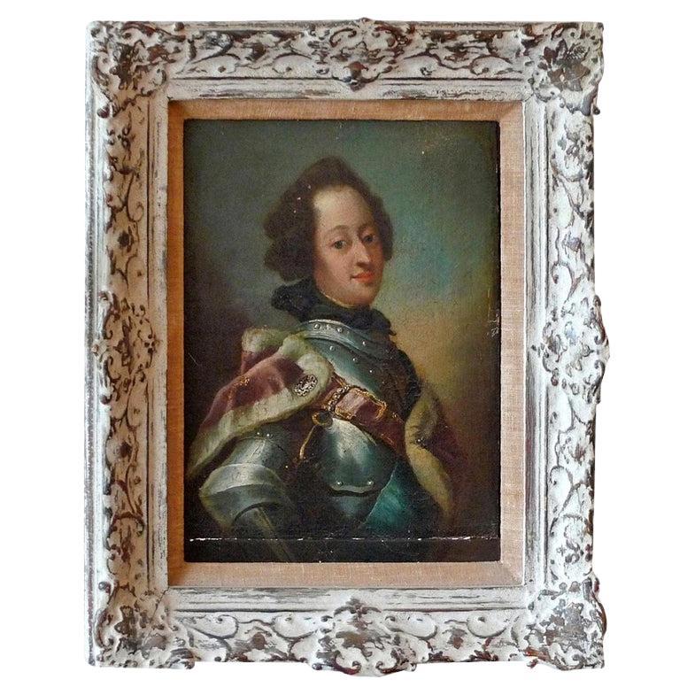 French 19th Century Oil on Canvas with Carved Wood Frame