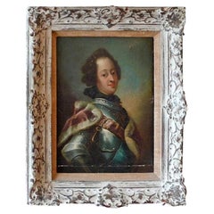 French 19th Century Oil on Canvas with Carved Wood Frame