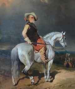Französisches Ölgemälde aus dem 19. Jahrhundert: Alfred de Dreux - Capitaine des Mousquetaires