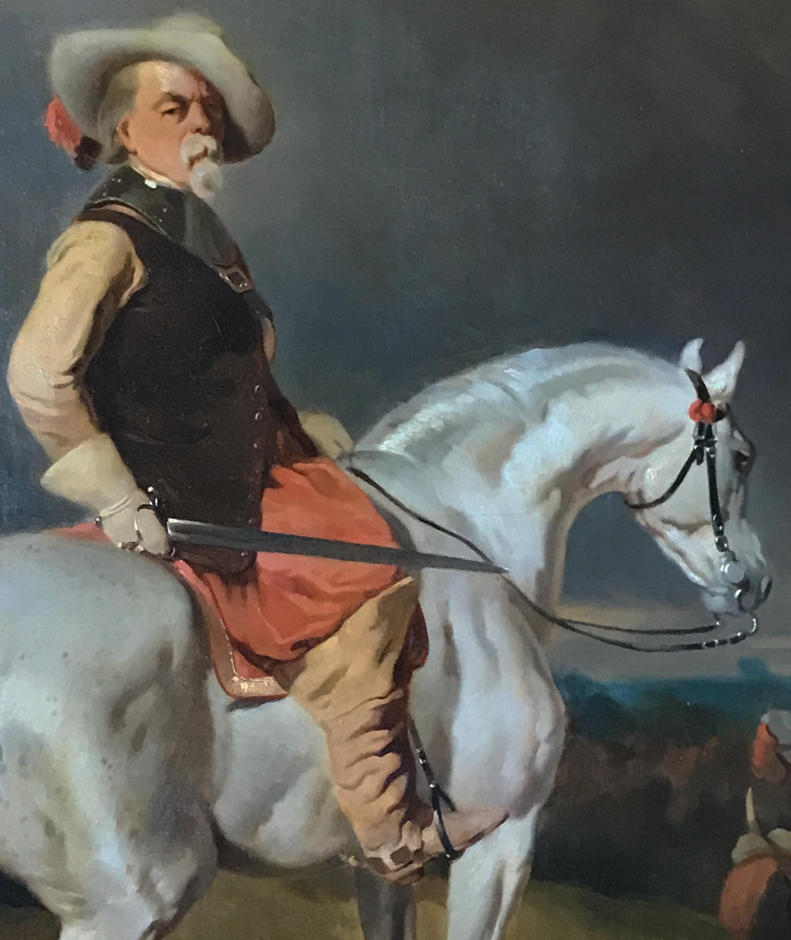 French 19th-Century Oil Painting: Alfred de Dreux - Capitaine des Mousquetaires In Good Condition For Sale In TEYJAT, FR
