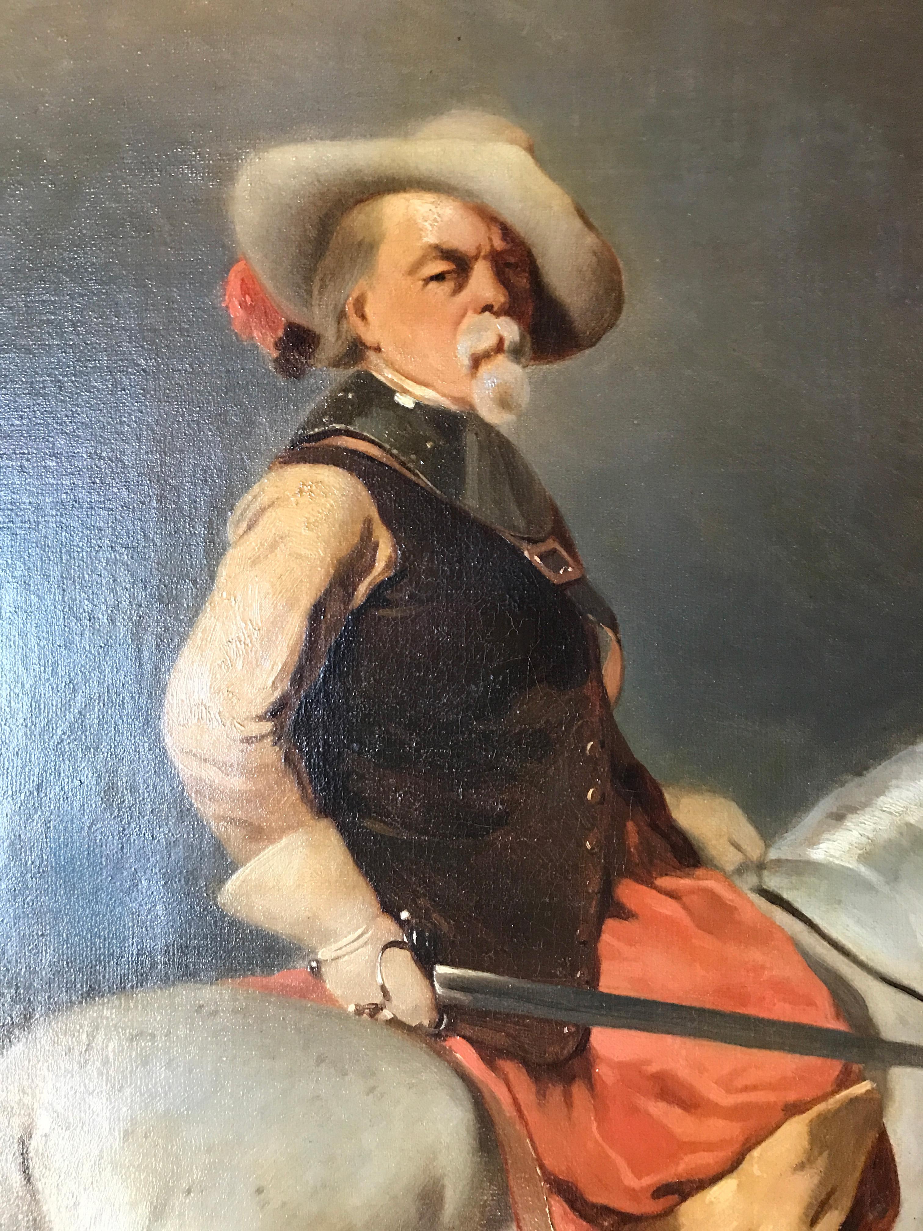 19th Century French 19th-Century Oil Painting: Alfred de Dreux - Capitaine des Mousquetaires For Sale
