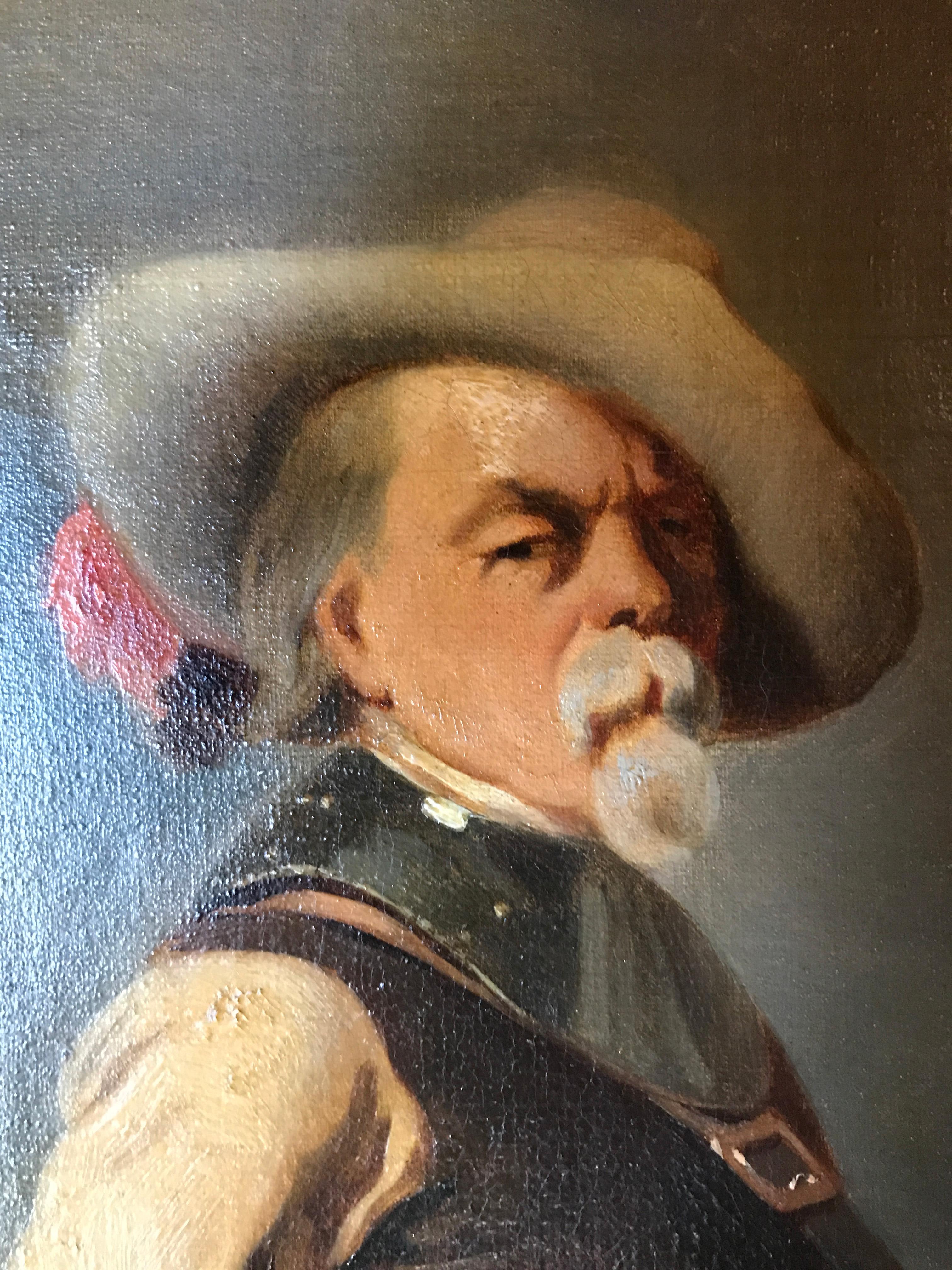 Canvas French 19th-Century Oil Painting: Alfred de Dreux - Capitaine des Mousquetaires For Sale