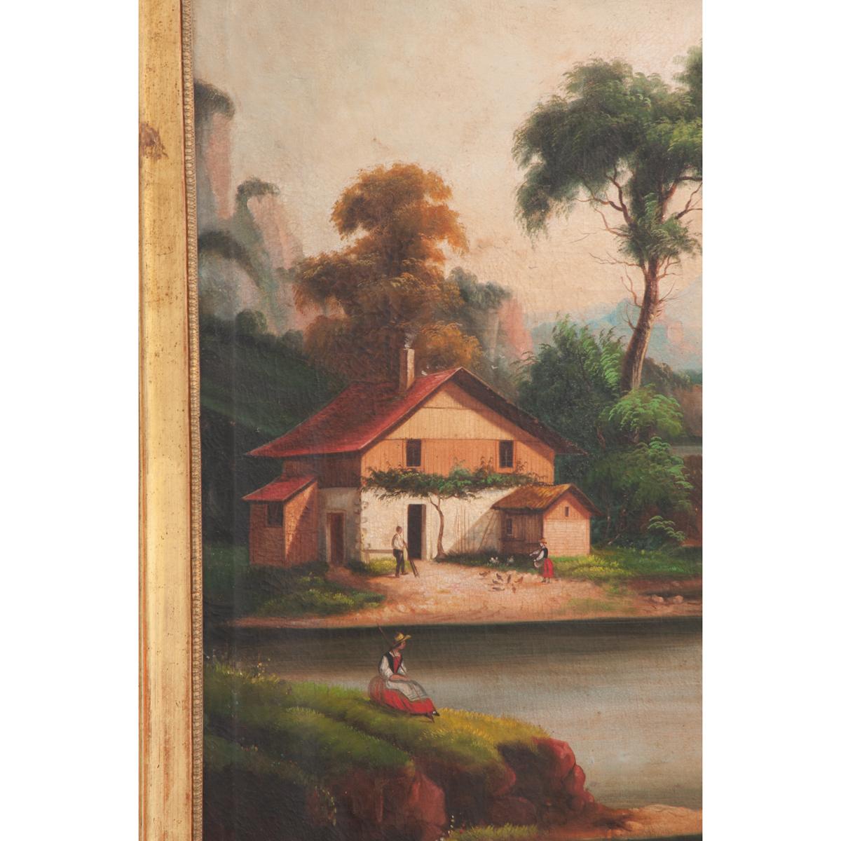 French 19th Century Oil Painting Trumeau In Good Condition In Baton Rouge, LA