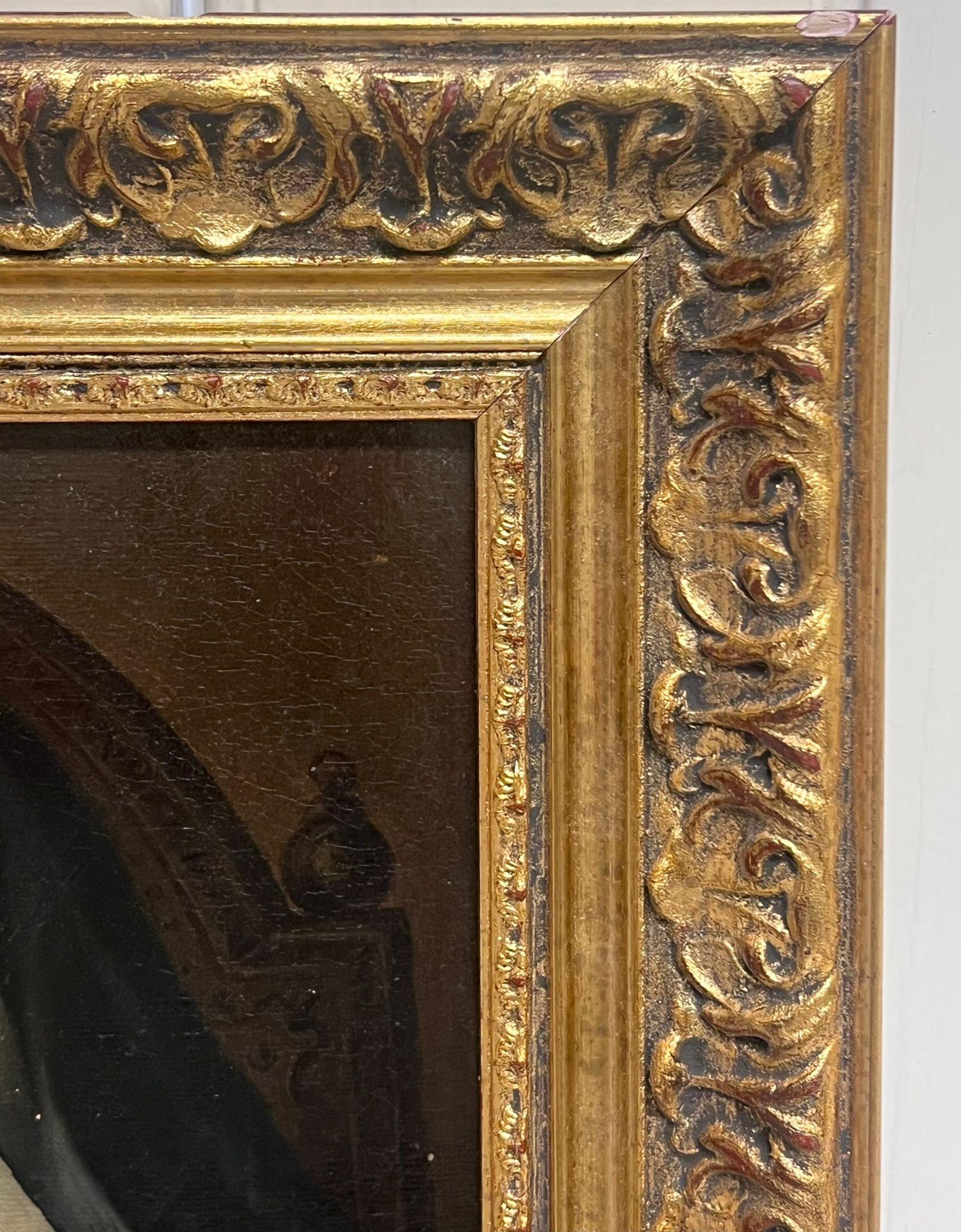 Antique French Oil Painting Ritratto di suora in abito da sera con cornice dorata 3