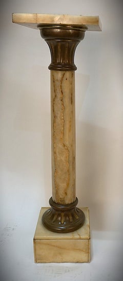 French 19th Century Onyx and Bronze Column Pedestal